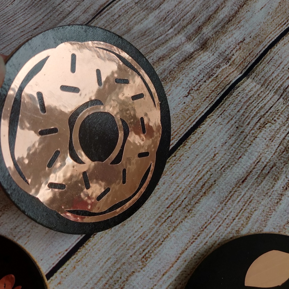 Handmade Black and Rose Gold Coffee Coasters - Picture 5 of 7